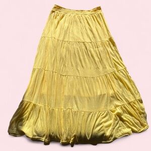 Yellow Maxi Skirt with Elastic Waistband